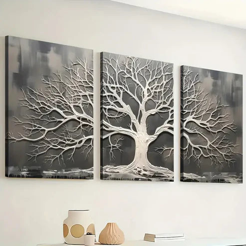 3pcs Simple Wind Abstract Dead Tree Art Wall Art Set Canvas Unframed - High Quality Print 100% Australian Made Wall Canvas