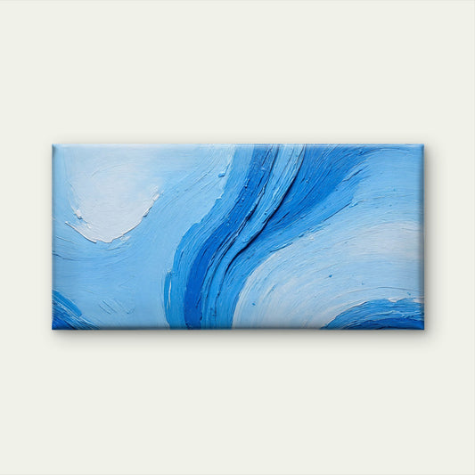 Blue Ocean Wave Swirl Pattern Wall Art Canvas Office Home Room Framed 120x60cm