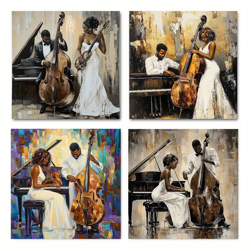 4pcs  Paintings Modern Jazz Club  RT    Wall Art Canvas Framed