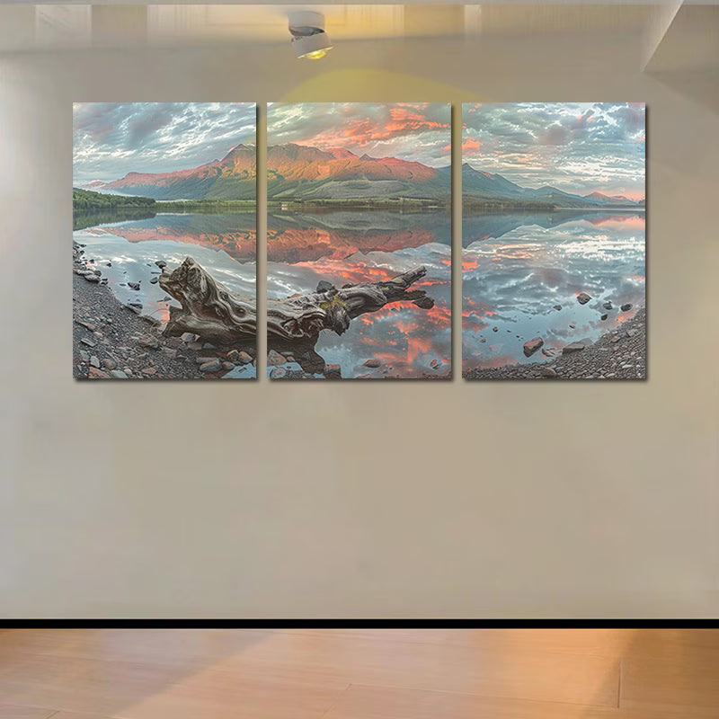 3pcs Colorful Sunrise on the Lake Wall Art Set Canvas Framed 50x70cm - High Quality Print 100% Australian Made Wall Canvas Ready to Hang - Bella Home Decor