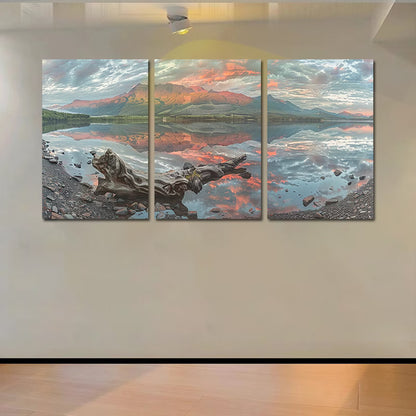 3pcs Colorful Sunrise on the Lake Wall Art Set Canvas Framed 60x90cm - High Quality Print 100% Australian Made Wall Canvas Ready to Hang - Bella Home Decor
