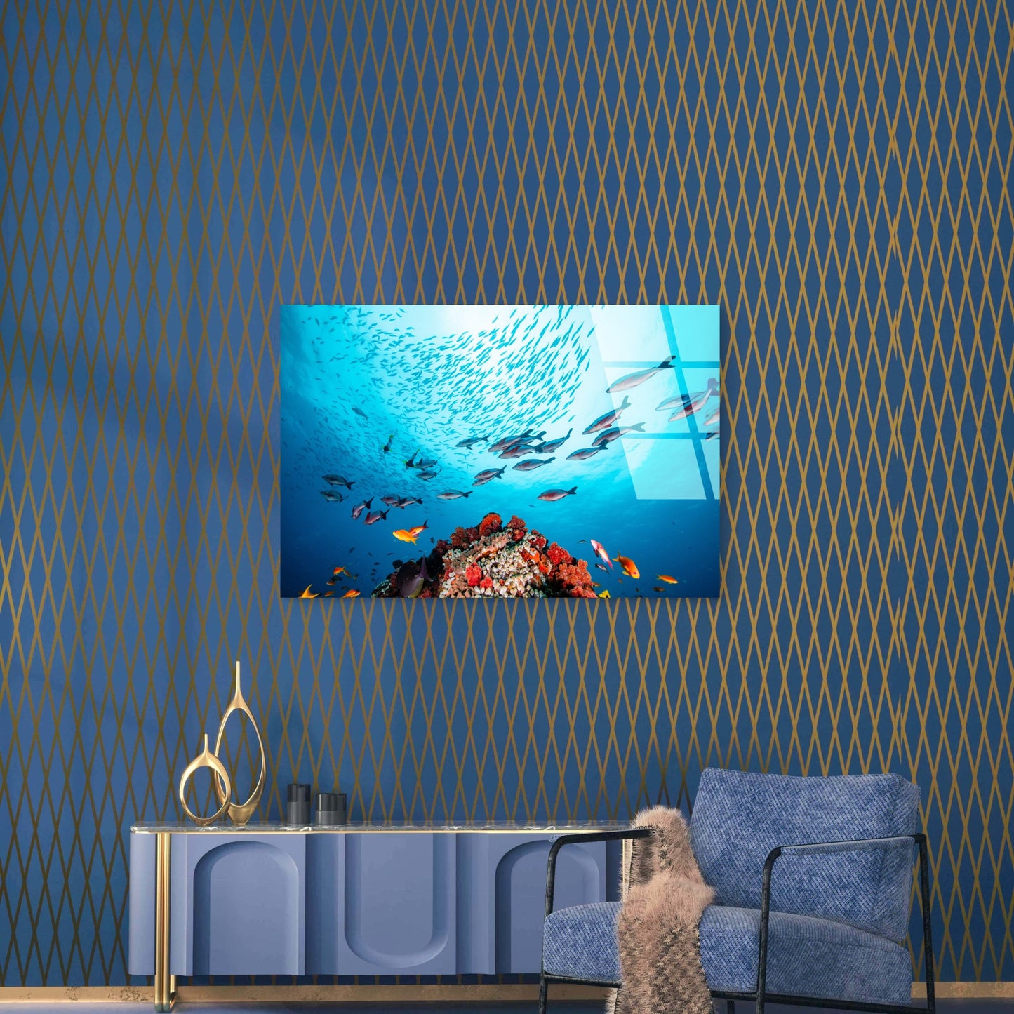 Underwater Coral Reef Fish Acrylic Glass Printing Wall Art Australian Made Quality