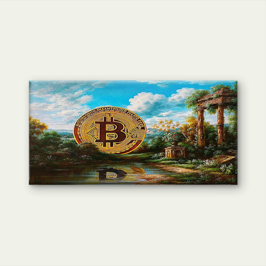 Surreal Crypto Landscape Wall Art Canvas Office Home Room Framed 120x60cm