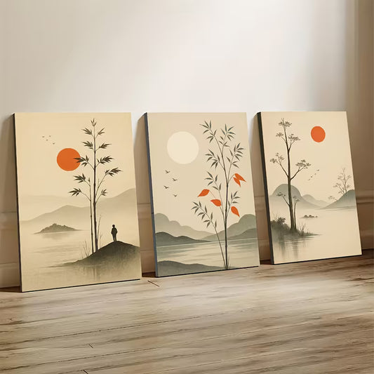3pcs Nature Elements Aesthetic Art Wall Art Set Canvas Framed 40x60cm - High Quality Print 100% Australian Made Wall Canvas Ready to Hang