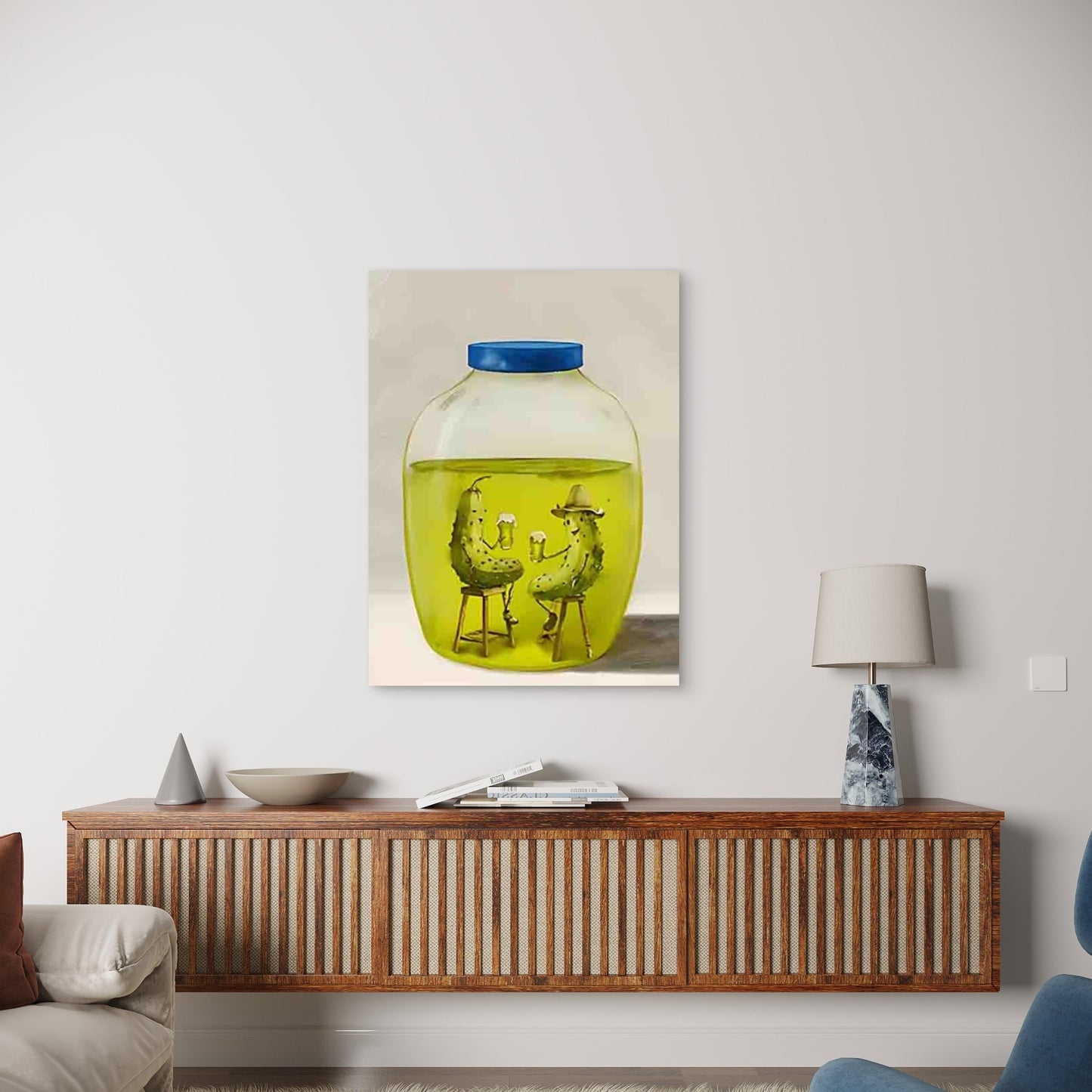 Modern Pickles Chilling In a Jar 60x90cm Metal Print Ready to Hang