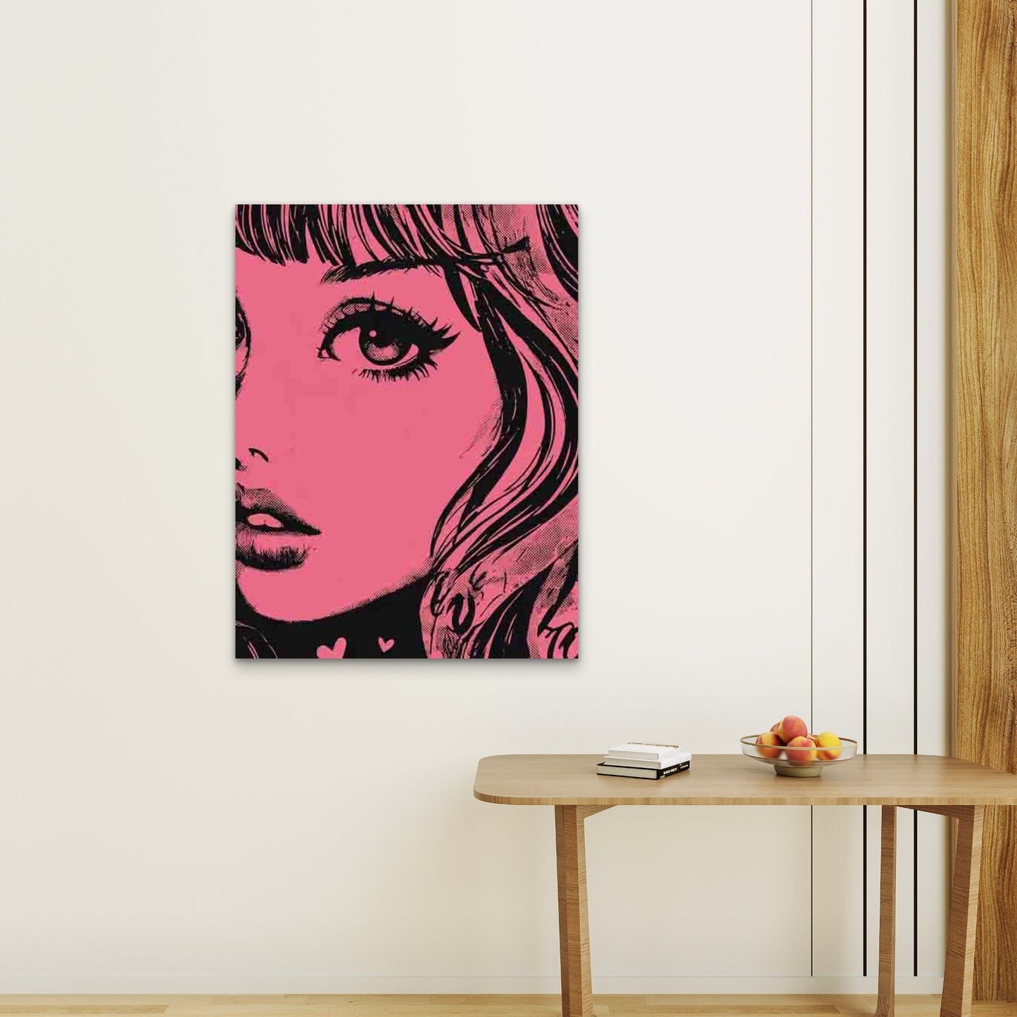 Stylish Retro Girl With Red Highlights 60x90cm Metal Print Ready to Hang - Bella Home Decor