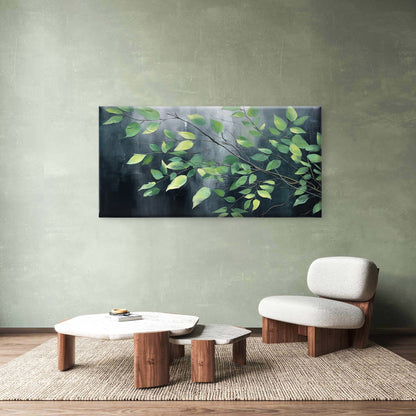 Green Leaves Charcoal Abstract Wall Art Canvas Office Home Room Framed 120x60cm