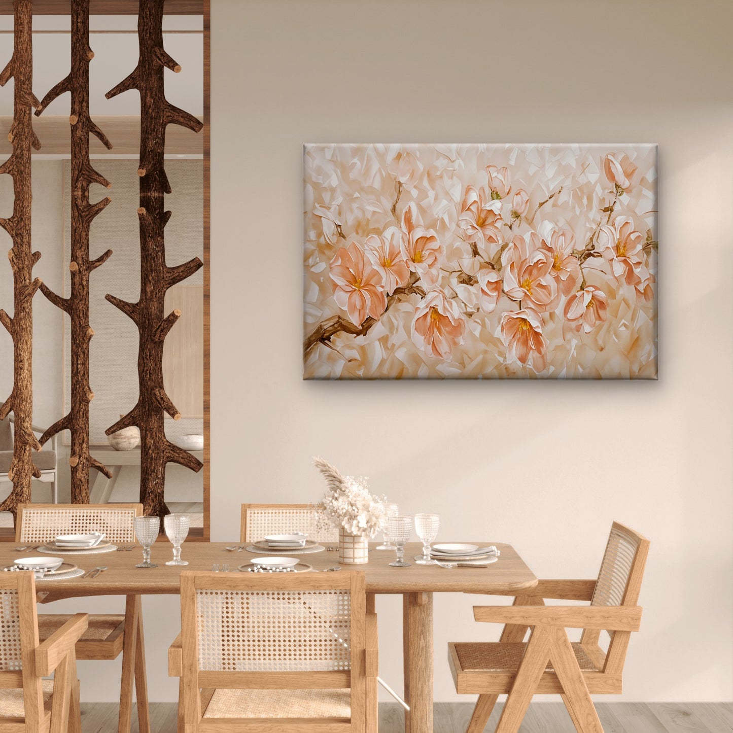 Orange Flower Branch Painting Wall Art Decor 100% Australian Made - Bella Home Decor