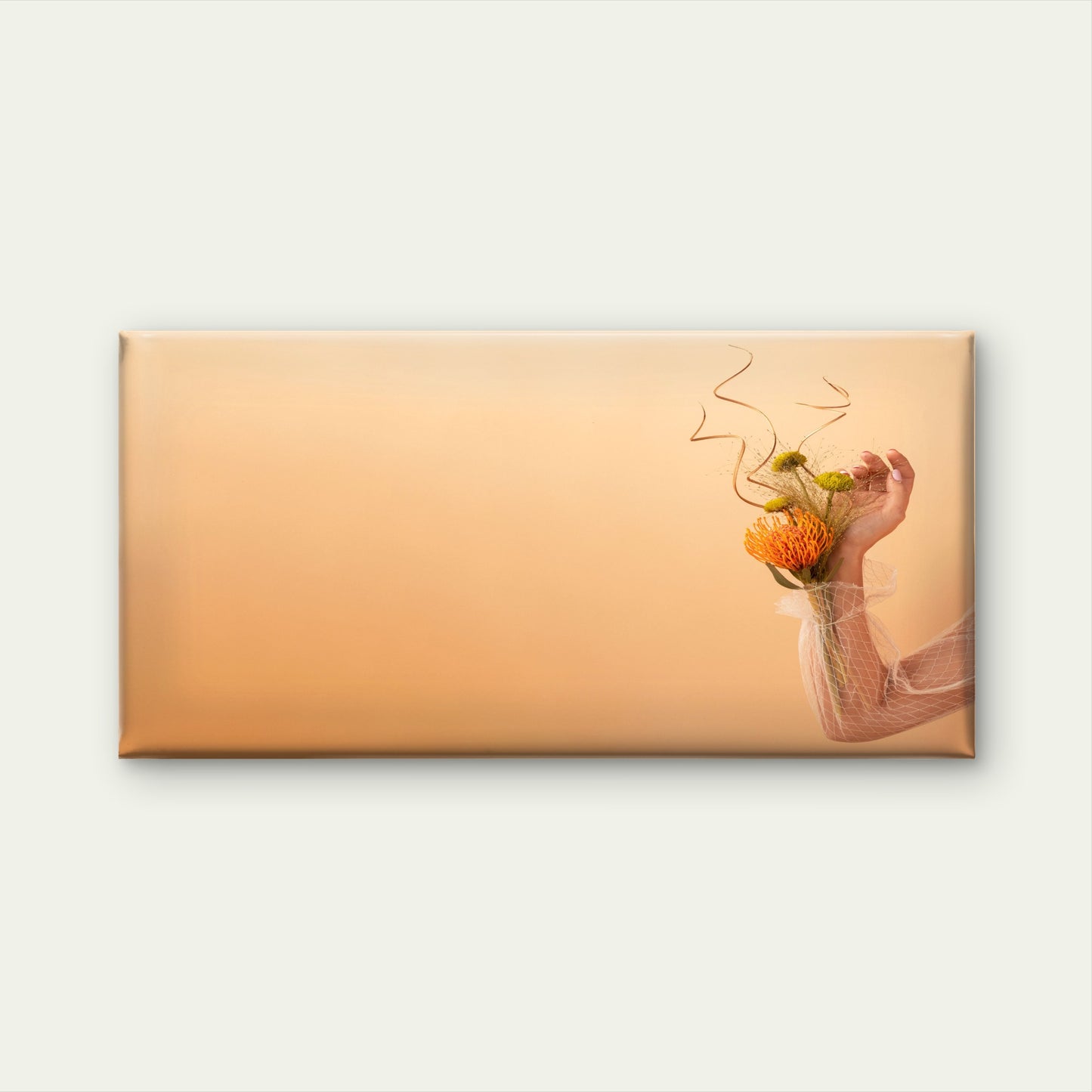 Orange Toned Floral Display Wall Art Canvas Office Home Room Framed 120x60cm