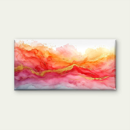 Golden Veins Crimson Sky Wall Art Canvas Office Home Room Framed 120x60cm