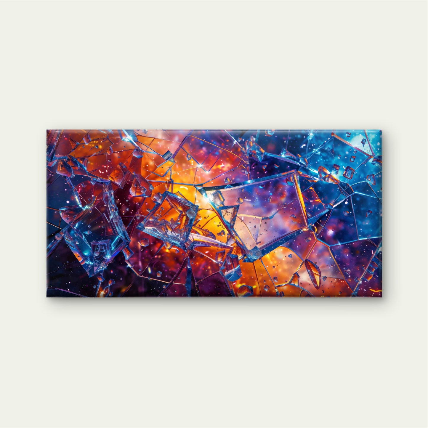 Abstract With Broken Glass Wall Art Canvas Office Home Room Framed 120x60cm - Bella Home Decor