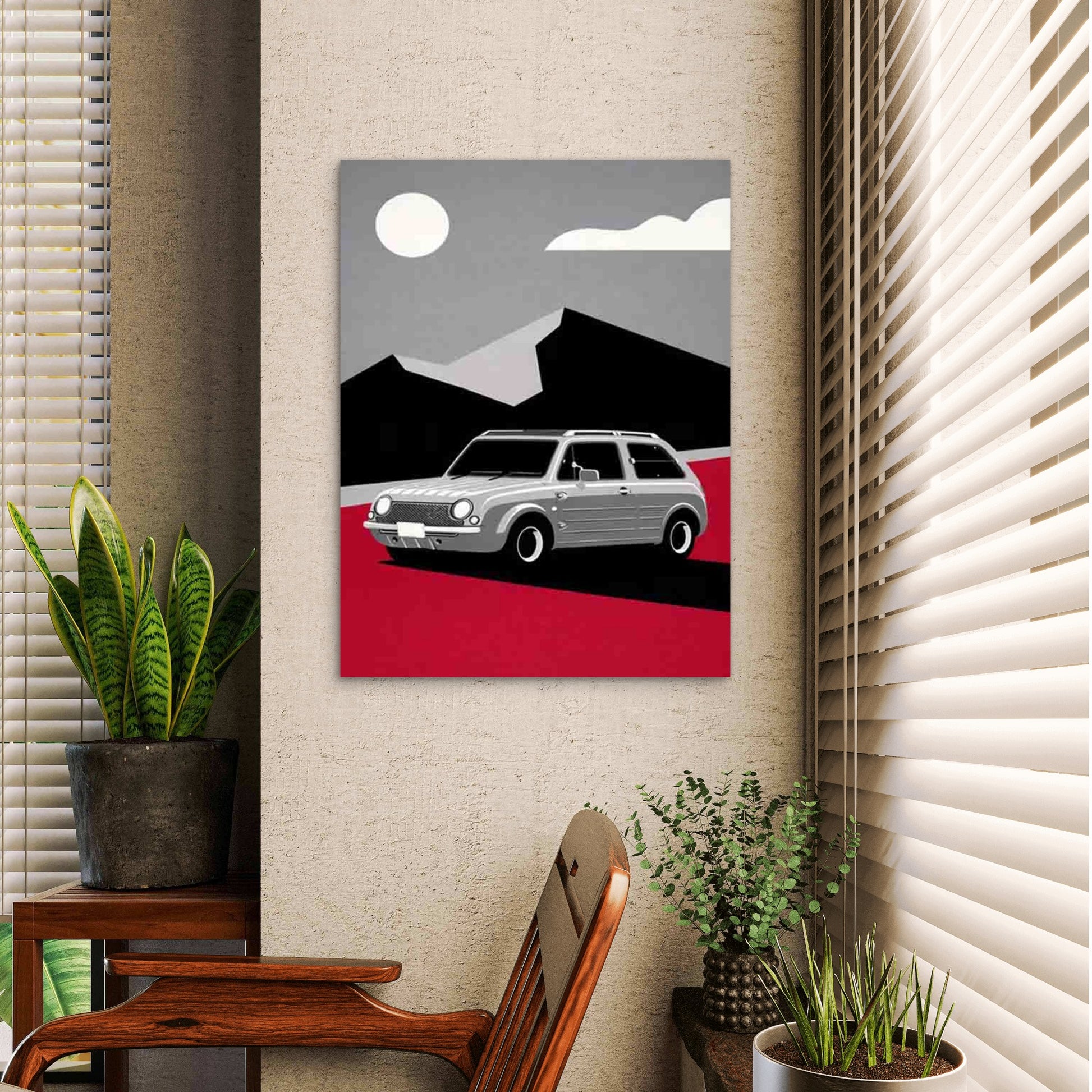 Vintage Car Artwork 60x90cm Metal Print Ready to Hang - Bella Home Decor