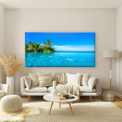Tropical Ocean Infinity Sea Vi Wall Art Canvas Office Home Room Framed 120x60cm
