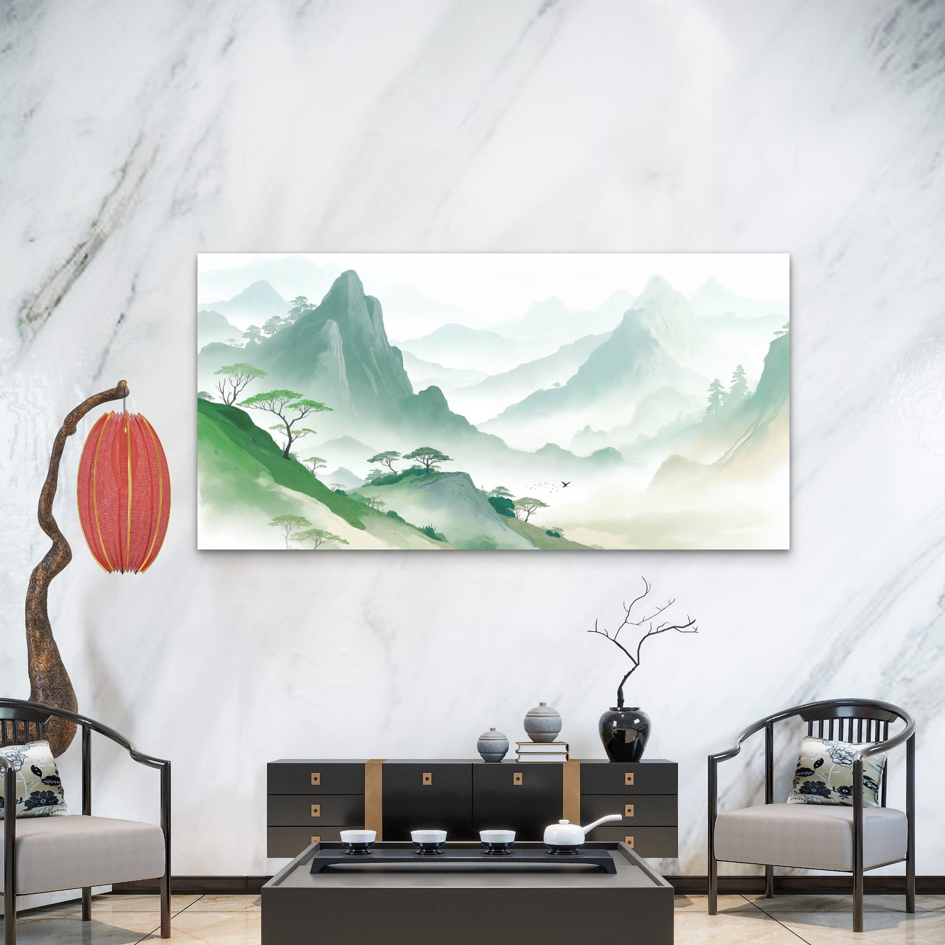 Morning Breath of Mountains Wall Art Canvas Office Home Room Framed 120x60cm - Bella Home Decor
