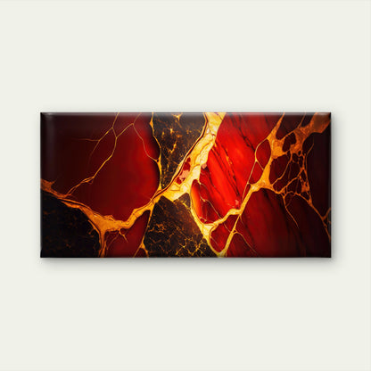 Vibrant Red Gold Marble Design Wall Art Canvas Office Home Room Framed 120x60cm
