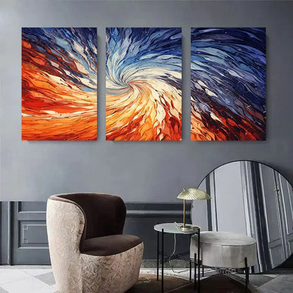 3pcs Abstract Swirling Colors Metal Print Ready to Hang Art - Bella Home Decor