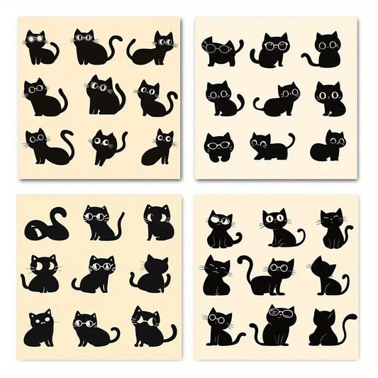 4pcs   Funny Cute Cat And Mouse TY   Wall Art Canvas Framed