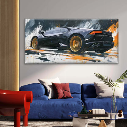 Graffiti Abstract Racing Car Wall Art Canvas Office Home Room Framed 120x60cm