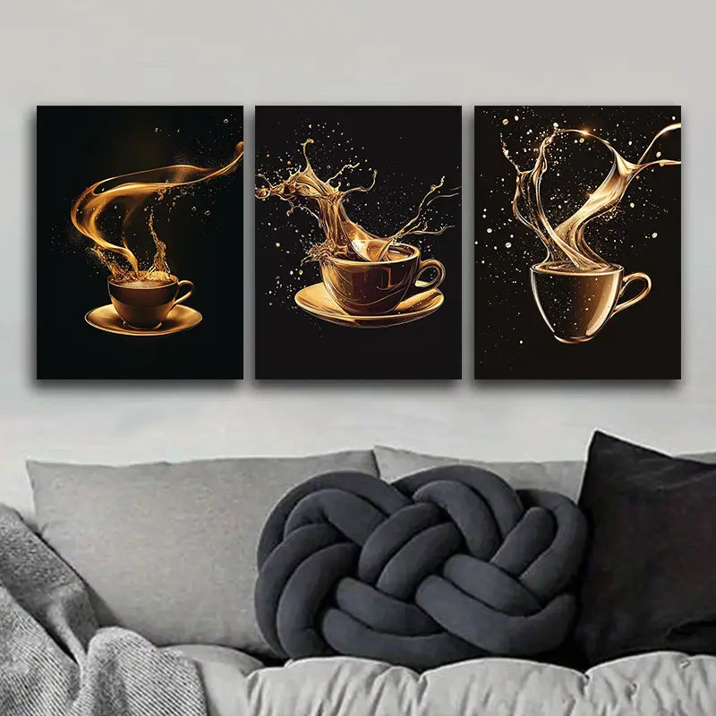 3pcs A Cup Of Coffee Metal Print Ready to Hang Art - Bella Home Decor