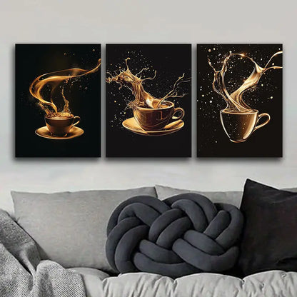 3pcs A Cup Of Coffee Metal Print Ready to Hang Art - Bella Home Decor