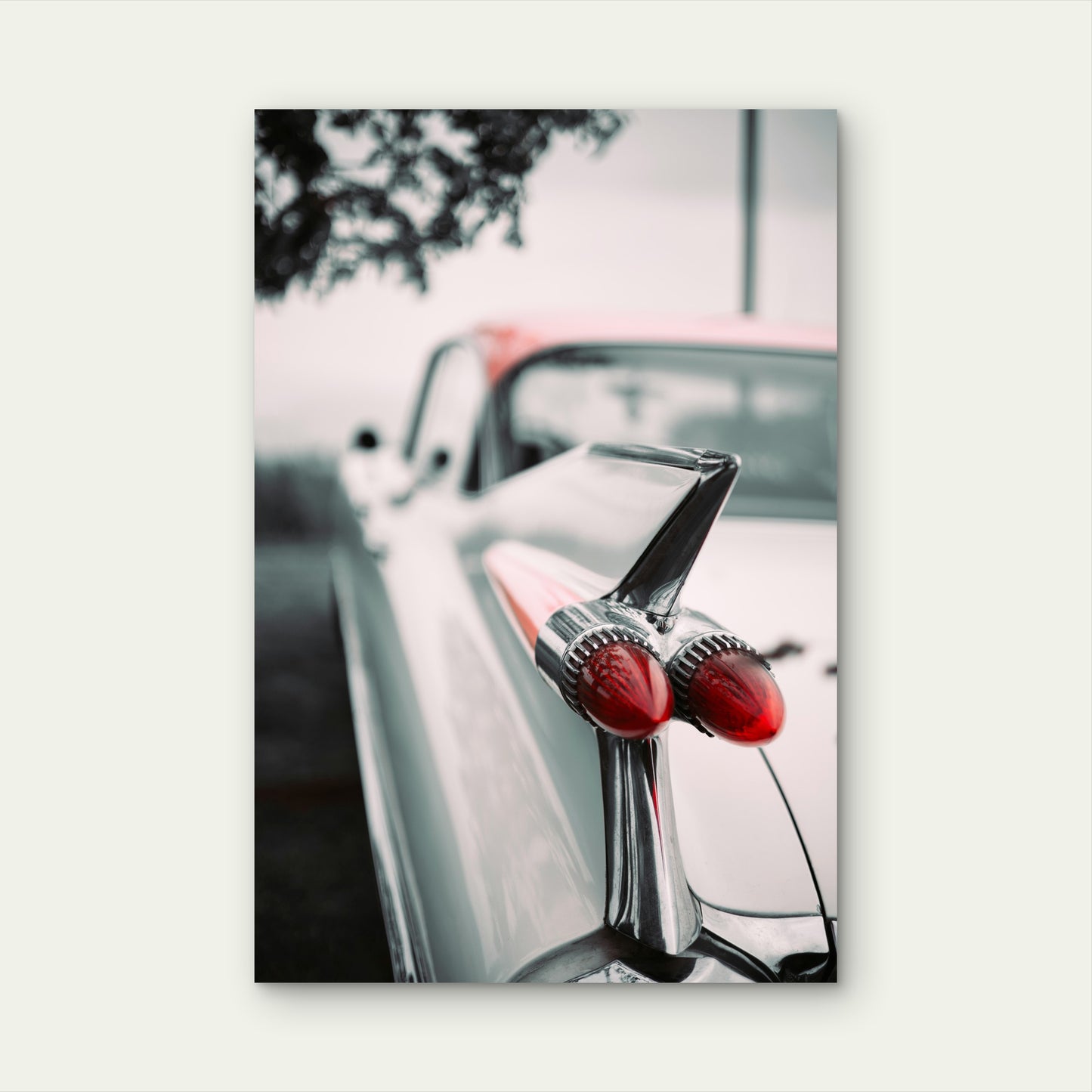 Classic 1959 Cadillac Tail Fin and Bullet Taillights 40x60cm Metal Print Ready to Hang