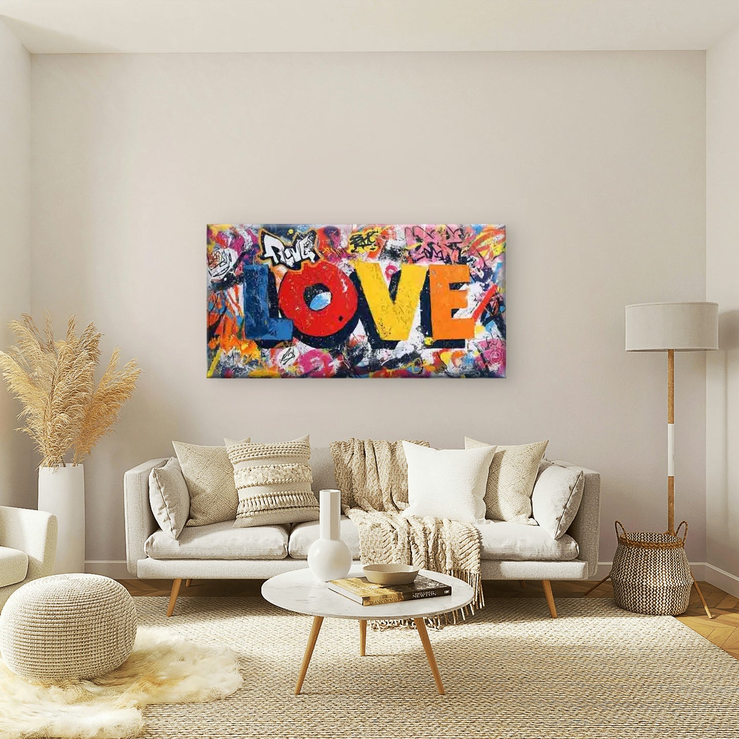 Graffiti-Style Multicolor Wall Art Canvas Office Home Room Framed 120x60cm - Bella Home Decor