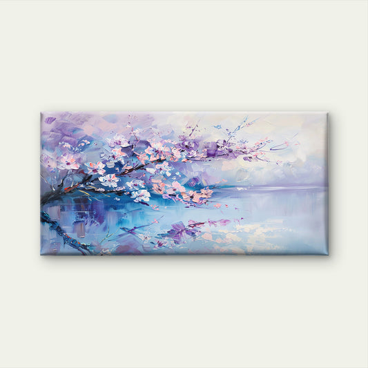 Purple Pink Cherry Blossom Wall Art Canvas Office Home Room Framed 120x60cm