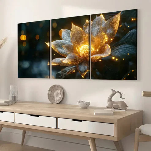 3pcs Ready to Hanging, Modern Fantasy Plant Flower Landscape Wall Art Set Canvas Unframed - High Quality Print 100% Australian Made Wall Canvas