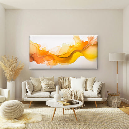 Warm Golden Flowing Abstract Wall Art Canvas Office Home Room Framed 120x60cm