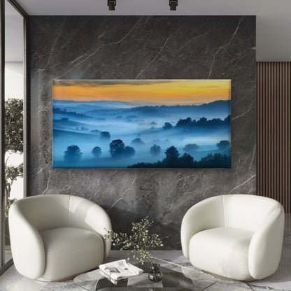 Vintage Landscape with Mist Wall Art Canvas Office Home Room Framed 120x60cm