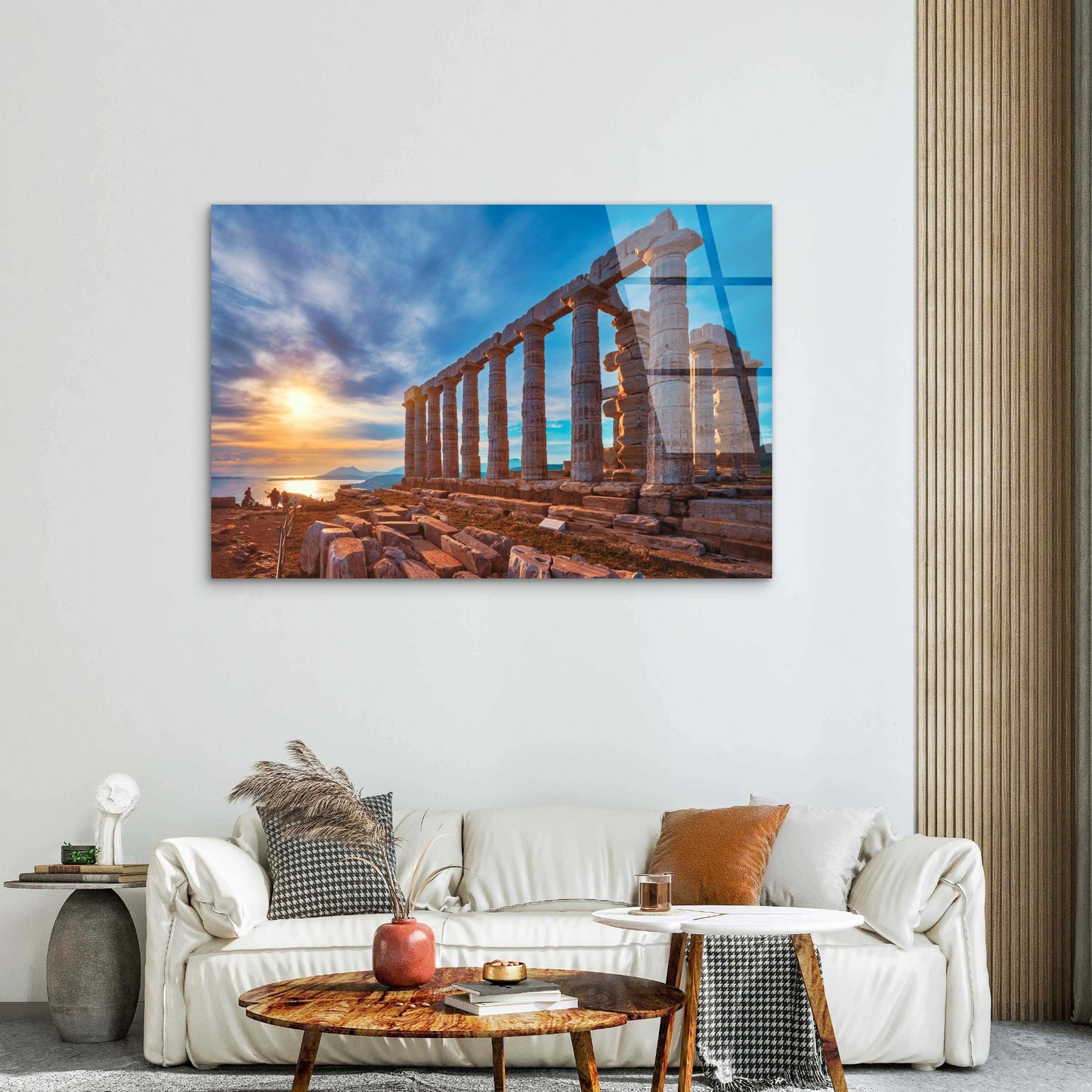 Greece Poseidon Temple Ruins Sunset  Acrylic Glass Printing Wall Art Australian Made Quality