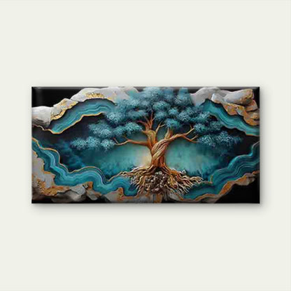 Blue Tree Growing Among Agate Wall Art Canvas Office Home Room Framed 120x60cm - Bella Home Decor