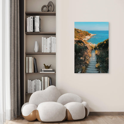 Steps Leading Towards Sea Against Sky 60x90cm Metal Print Ready to Hang