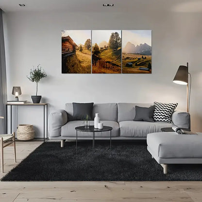 3pcs Rustic Mountain Cabin Metal Print Ready to Hang Art