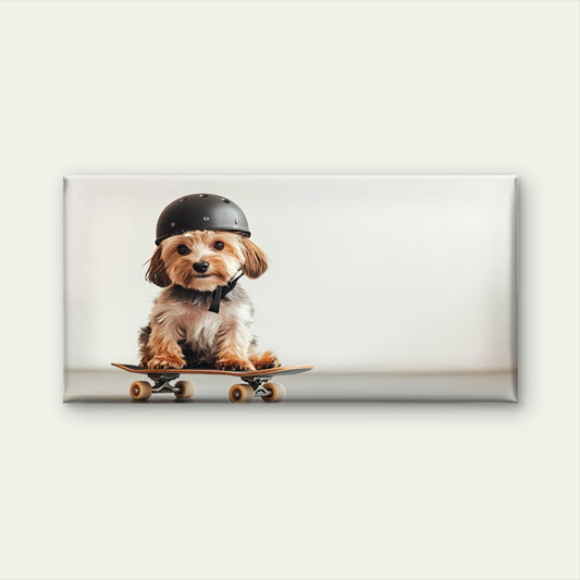 Adorable Dog on Skateboard Wall Art Canvas Office Home Room Framed 120x60cm