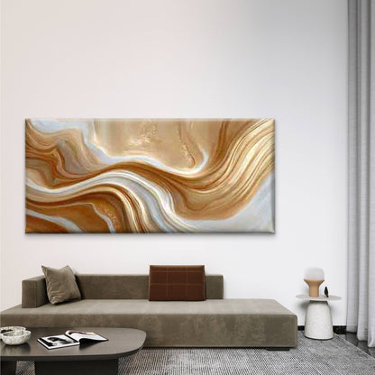 Creamy Swirls Shimmering Wall Art Canvas Office Home Room Framed 120x60cm