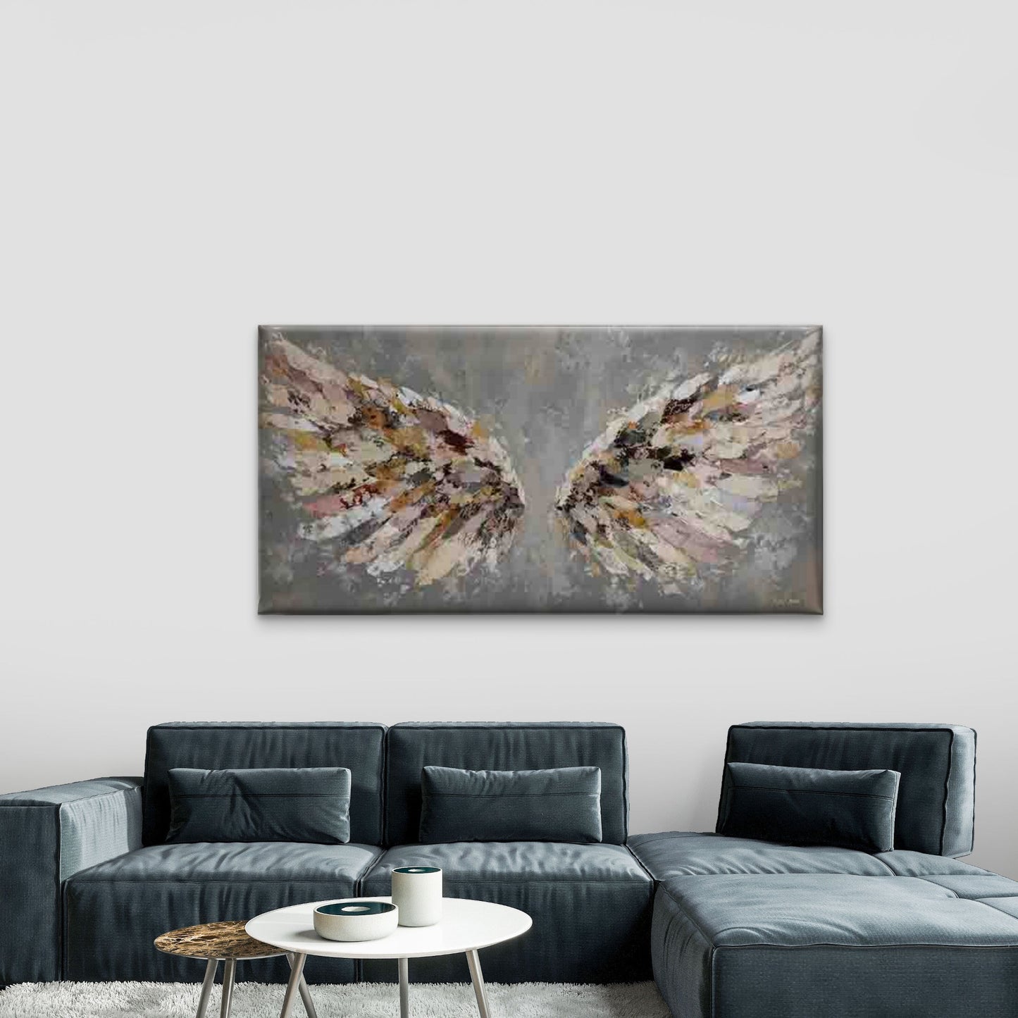 Wingspan Angel Wing Wall Art Canvas Office Home Room Framed 120x60cm - Bella Home Decor