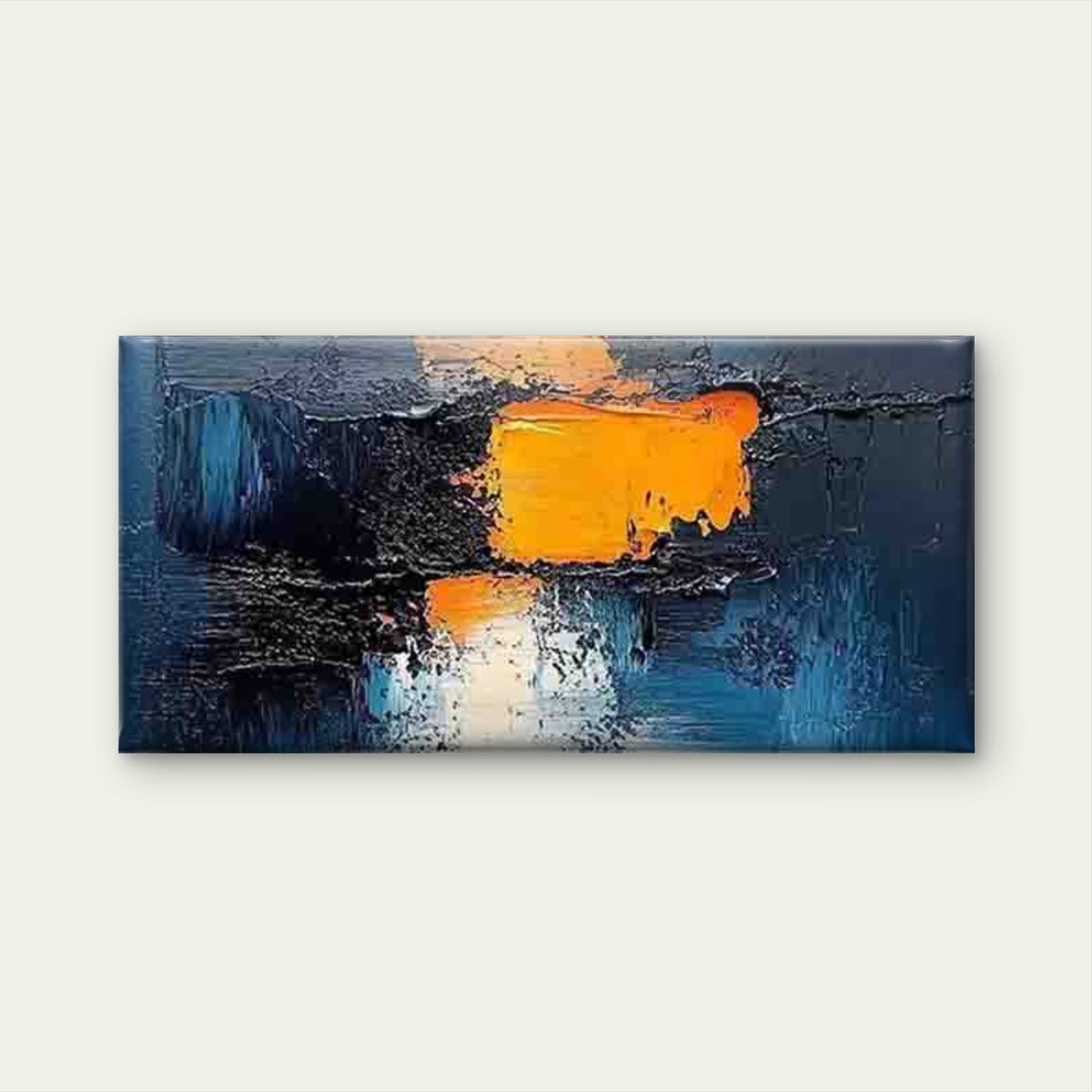 Abstract Swirling Blue Orange Wall Art Canvas Office Home Room Framed 120x60cm - Bella Home Decor