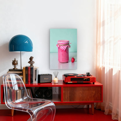 Jar Of Homemade Strawberry Jam 60x90cm Metal Print Ready to Hang