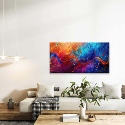 Abstract Design of Music Notes Wall Art Canvas Office Home Room Framed 120x60cm - Bella Home Decor
