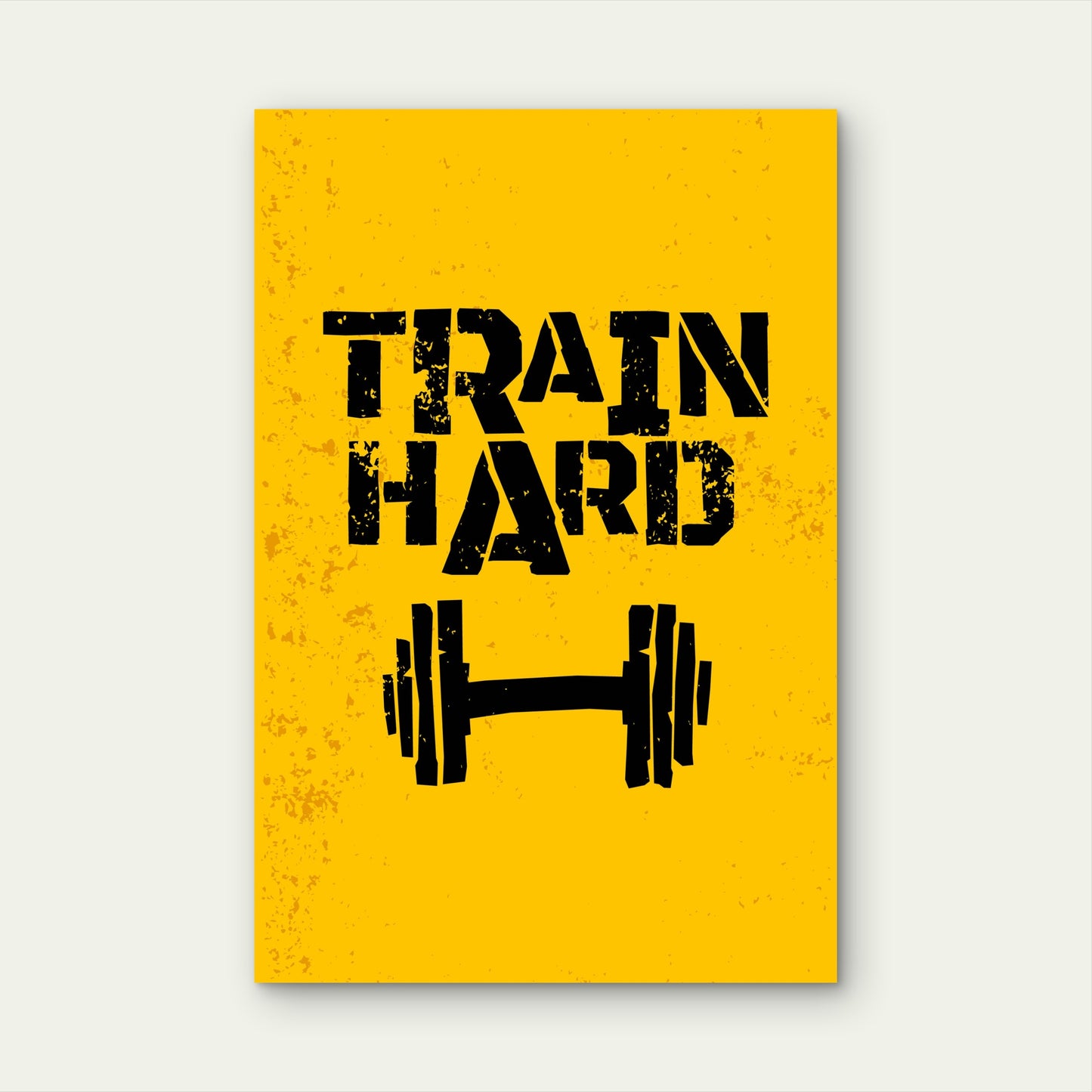 Train Hard Barbell Gym Fitness Motivational Typography 5mm thick Plastic Poster Ready to Hang 90x60cm