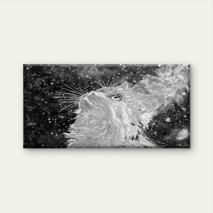 Cat Starry Night with Sparkles Wall Art Canvas Office Home Room Framed 120x60cm