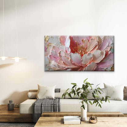 Soft Pink Peony Blossom Wall Art Canvas Office Home Room Framed 120x60cm - Bella Home Decor