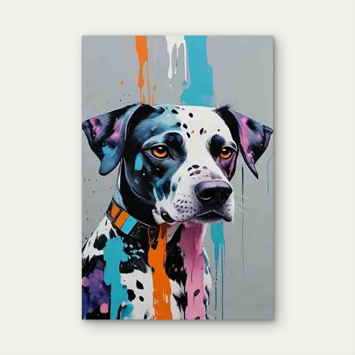Dalmatian Vibrant Colorful Splatter Design 60x90cm Metal Print Ready to Hang