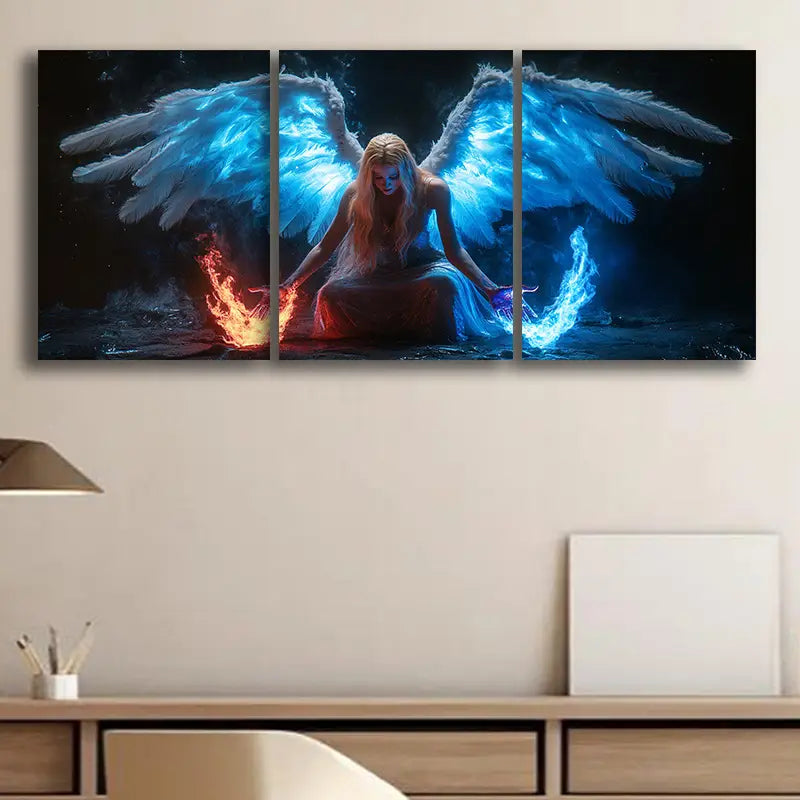 3pcs Angelic Woman With Long Blonde Hair Metal Print Ready to Hang Art - Bella Home Decor