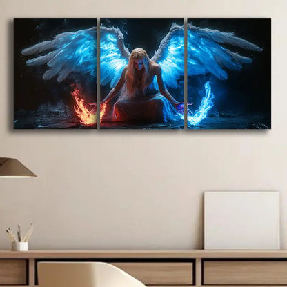 3pcs Angelic Woman With Long Blonde Hair Metal Print Ready to Hang Art - Bella Home Decor