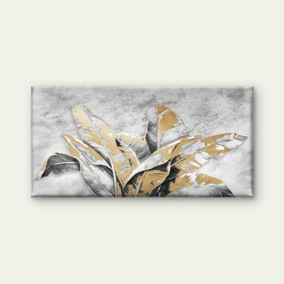 Modern Gold Banana Leaves Foil Wall Art Canvas Office Home Framed 120x60cm