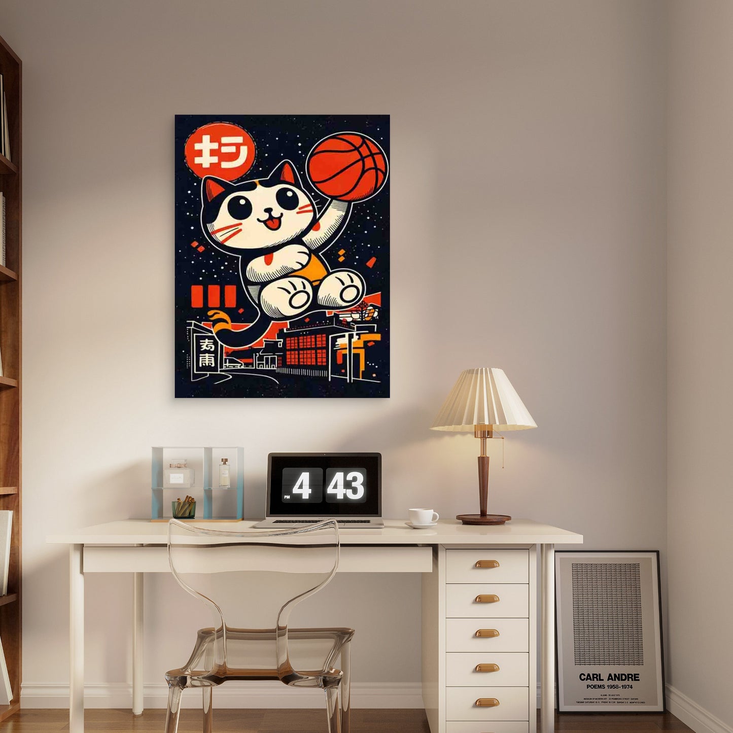 Adorable Cat Basketball 40x60cm Metal Print Ready to Hang