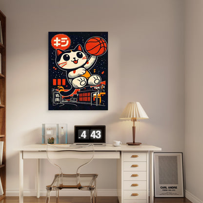 Adorable Cat Basketball 40x60cm Metal Print Ready to Hang