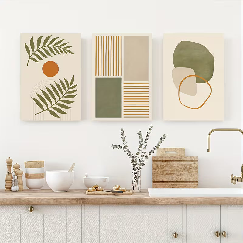 3pcs Modern Geometric Abstract Wall Art Set Canvas Framed 40x60cm - High Quality Print 100% Australian Made Wall Canvas Ready to Hang